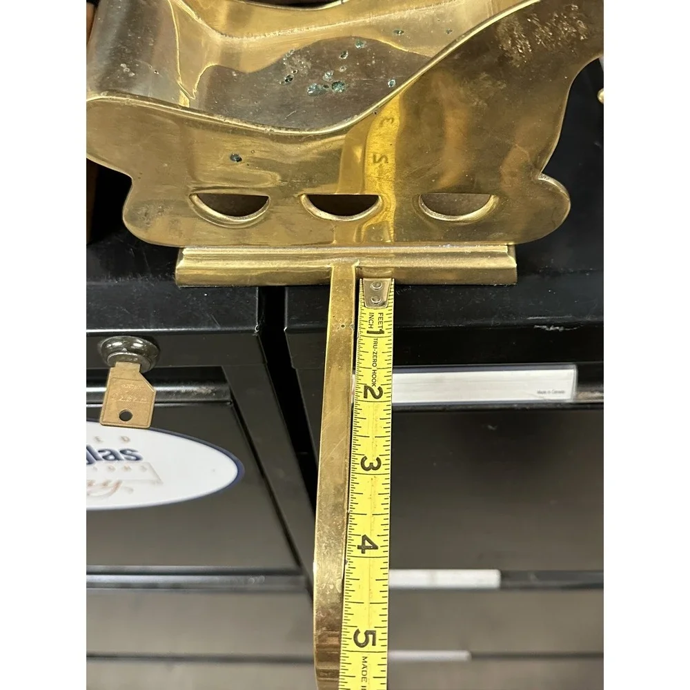 Vintage Solid Brass Christmas Stocking Hangers Holders Christmas Sleigh